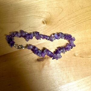Vintage Genuine Purple Amethyst Stone Chip Clasp Bracelet Jewelry